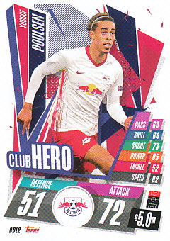 Yussuf Poulsen RB Leipzig 2020/21 Topps Match Attax CL Club Hero #RBL02